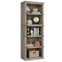 Garvee 5 Tier Farmhouse Bookcase, 67.4 in Tall Book Shelf with Storage, Wooden Bookshelves 5 Shelf Display Shelvesfor Home Office, Living Room, Bed Room (Gray, 67.4 in H x 24.4 in W x 12.8 in D)