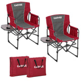 Garvee Oversized Directors Camping Chair with Side Table, Heavy Duty Portable Folding Chair for Adults, Supports 400 lbs, Red, 2 PCS