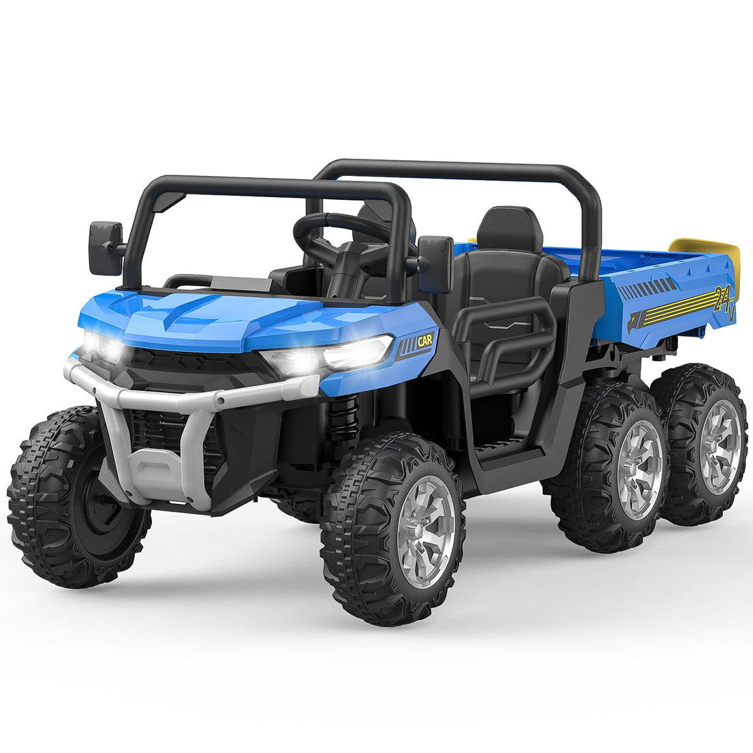 2-Seater Ride on Car,6X6 24V Kids Ride On Dump Truck with Remote Control Electric Utility Vehicles UTV Battery Powered 6 Wheeler with EVA Tires Wheels(Ship in 2 Boxes) Blue (Copy)