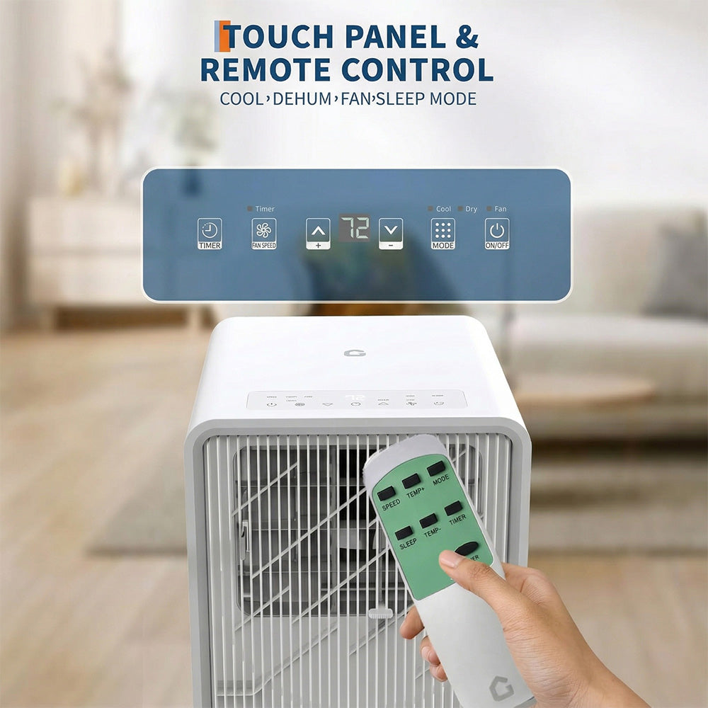 Garvee 8,000 BTU Drainage-free Portable Air Conditioner for Indoor Rooms, 3-In-1 AC Unit for Bedroom 150 Sq.Ft, Dehumidifier, Fan, Sleep Mode, 24 Timer, Remote Control, Window Kits Included