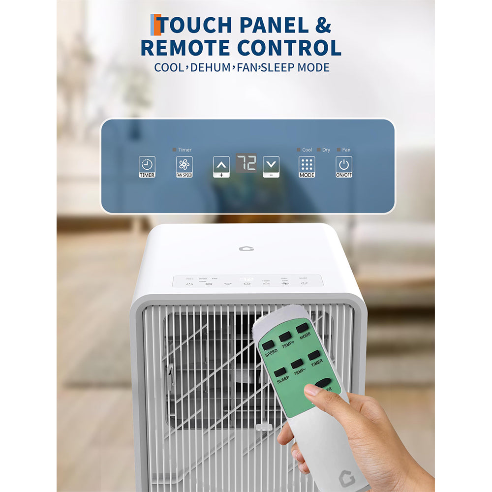 Garvee 14,000 BTU Drainage-free Portable Air Conditioner for Indoor Rooms, 3-In-1 AC Unit for Bedroom 225-300 Sq.Ft, Dehumidifier, Fan, Sleep Mode, 24 Timer, Remote Control, Window Kits, White