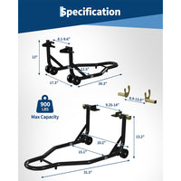 Garvee Motorcycle Stand Lift 900LBS Capacity Front Rear Wheels Lift with Adjustable Swingarm Spool for Maintenance and Repairs, Black
