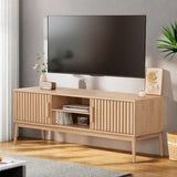 Garvee Boho TV Stand Entertainment Center with Storage Cabinets & Open Shelves, Modern Wood Media Console for TVs Up to 50", Natural