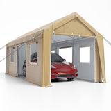 Garvee 10' X 20' Carport with Ventilated Windows & Doors, Adjustable Height, Heavy Duty Canopy for Car, Truck, and Boat, Yellow - Yellow