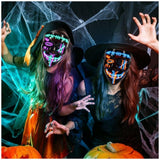 Garvee Halloween LED Mask with 3 Lighting Modes for Cosplay Costume, Blue/Red + Green/Purple - 2 Pack - Style3