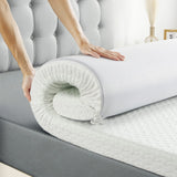 Garvee Queen Mattress Topper Memory Foam 2-Inch, Garvee Dual-Layer Bed Topper with Breathable Removable Cover, Medium Firm Foam Mattress Pad - White - 2Q