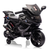 Garvee Kids 6V Ride On Motorcycle With Training Wheels For Toddlers, Black, 30.31" L x 14.96" W x 19.69" H - Black