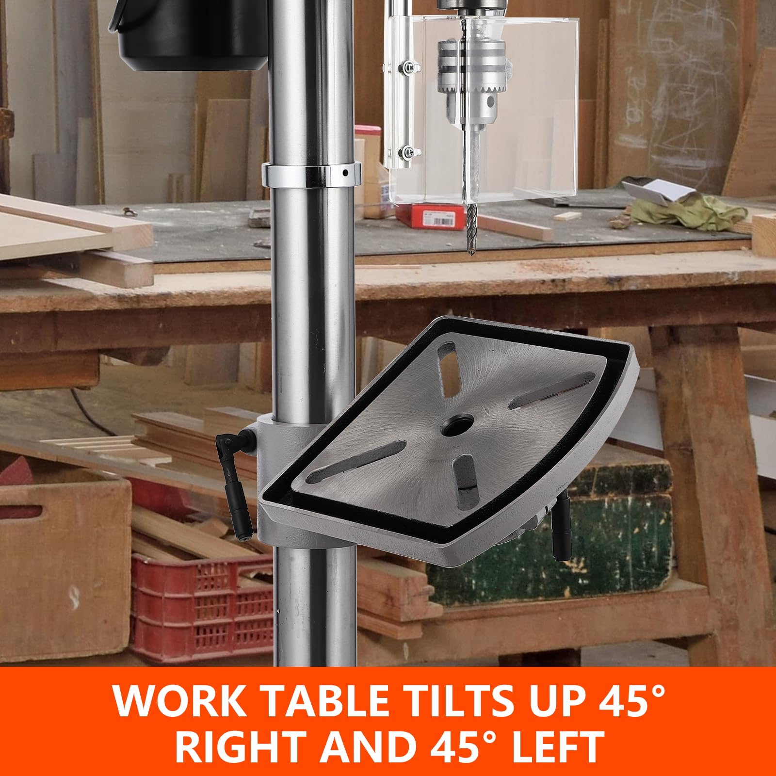 13 Inch 7.5 Amp Floor Drill Press, Swing Guard, 288-3084 RPM