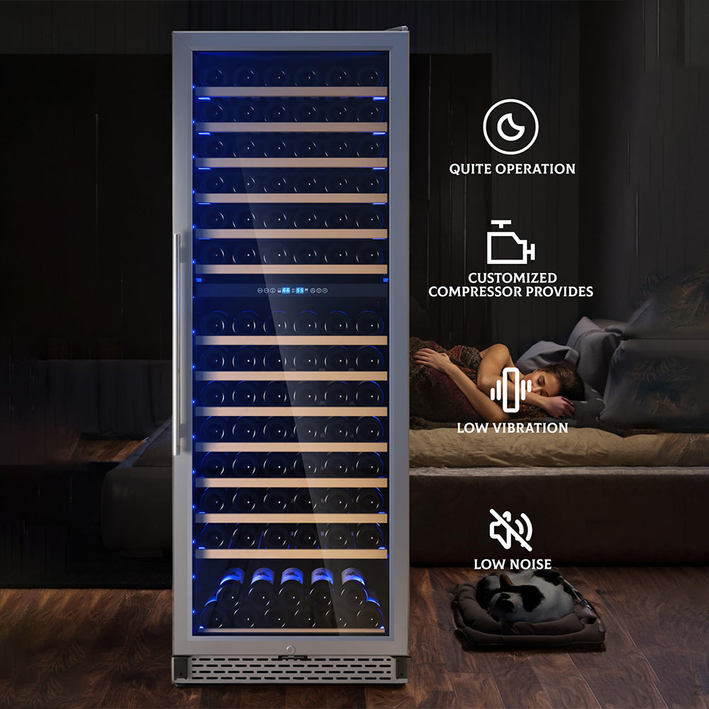 Garvee Dual Zone Freestanding Wine Fridge 24" - 154 Bottle Capacity, Built-In Wine Cooler Refrigerator With Safety Child Lock for Red, White, Champagne, or Sparkling Wine - Stainless Steel