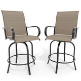 Garvee Outdoor Swivel Bar Stools Set of 2, Patio Swivel Bar Stools Chair, All Weather High Back and Armrest Patio Chairs for Deck Lawn Garden Backyard - Brown