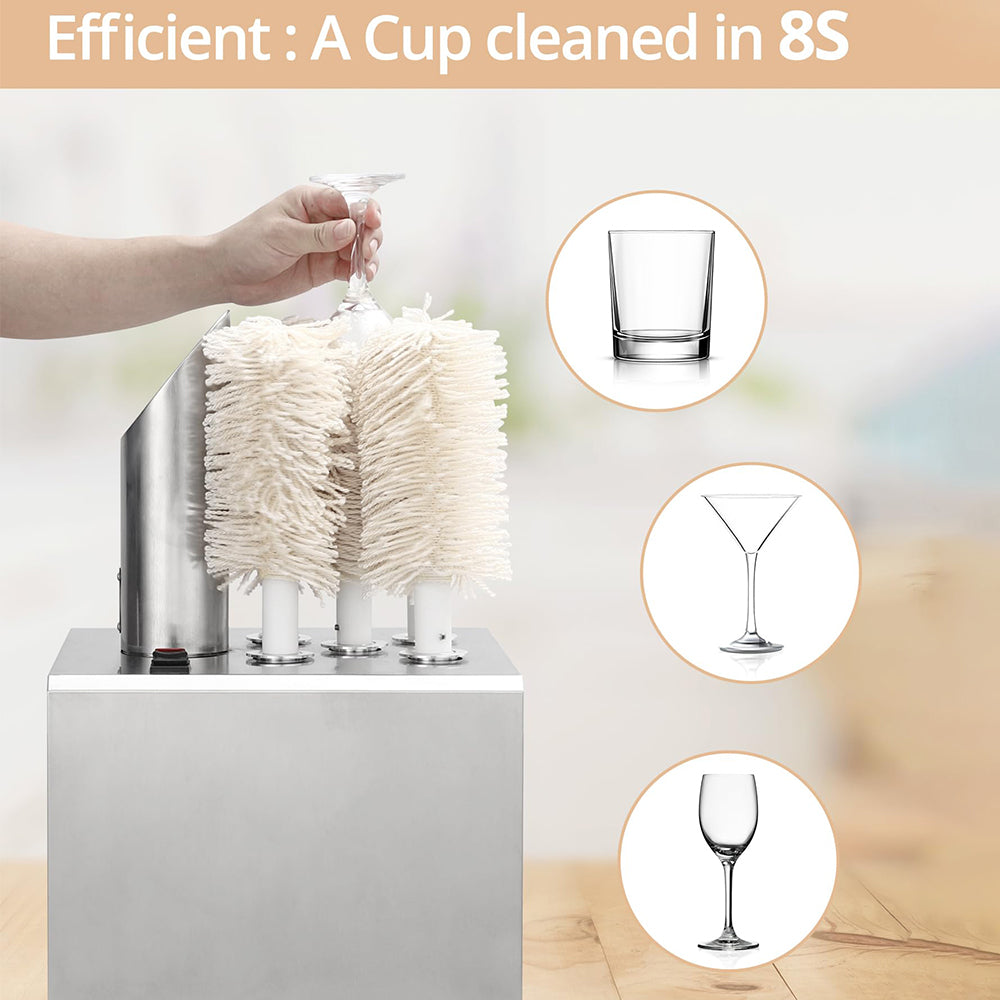 Garvee Commercial Glass Polisher, Electric Wine Glass Washer, 5 Polishing Cloths, Stainless Steel, for Bars, Restaurants, Hotels, Kitchens, Wineries Kitchen,Winery