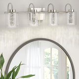 Garvee Bathroom Light Fixtures, 4 Light Brushed Nickel Vanity Lights Crystal Bubble Glass Dimmable 3 Color Temperatures Modern Bathroom Wall Sconce for Bathroom Hallway Kitchen Bedroom Living Room - Nickel