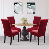 Garvee Velvet Chair Covers for Dining Room Set of 4, Soft Stretch Removable Velvet Dining Room Chair Slipcovers Chair Protectors Covers, Wine Red - Wine Red