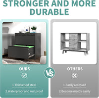 Garvee 2 Drawer File Cabinet with Lock, Metal Lateral File Cabinets for Home Office, Steel Wide Filing Organization Storage Cabinets for Hanging Files Letter/Legal/F4/A4 Size, Black