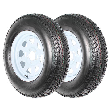 Garvee ST205/75D15 Trailer Tires (2 Pack), 6PR Load Range C, 5 Lug 4.5", 15" Rim, Fuel-saving Bias Ply, Max Load 1820 LBS for Travel, Cargo, Boat, Utility Trailers