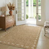 Garvee Washable Entryway Rug 4x6 Brown Non Slip Modern Bowknot Border Soft Low Pile Stain Resistant Carpet for Living Room Bedroom Nursery - Light Brown