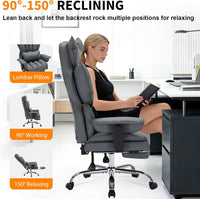 Garvee Ergonomic High-Back Executive Office Chair with Footrest, Padded Adjustable Armrest, Big and Tall Computer Gaming Desk Chair, 400 LBS Capacity, for Heavy People, Long Hours, Gray