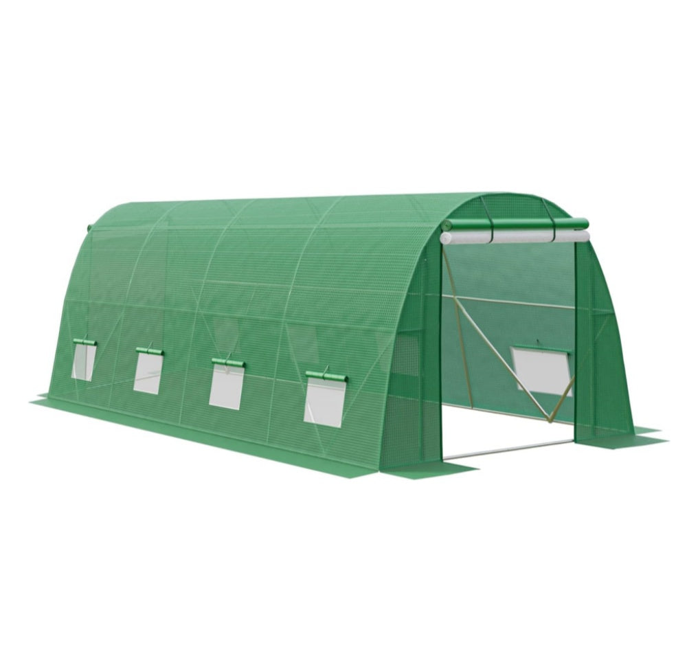 20*10*6.6ft Large Walk Greenhouse Heavy Duty Outdoor，Portable Hot Plant Garden,Plant Hot House， Tunnel Greenhouse with PE Cover,Roll-up Zipper Door& Galvanized Steel Frame