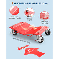 Garvee Car Wheel Dolly Set of 4 Heavy Duty Vehicle Mover with Brakes for Cars, Trucks, Trailers, Motorcycles, Red, 6000LBS Capacity