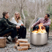 27" Smokeless Fire Pit with Air Switch, Wood Burning Portable Stainless Steel Outdoor Firepit with Removable Stand & Stove Hook, Ash Pan, for Camping Backyard Patio Picnic, H: 20 in, 35 lbs