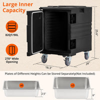 82Qt Portable Food Warmer, LLDPE Hot Box w/ Wheels for Catering