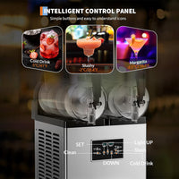 Garvee Commercial Slushy Machine 15Lx3 1200W Stainless Steel Self-Cleaning Large Capacity for Home Party Restaurants Cafe Bars