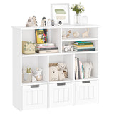Garvee Toy Storage Cabinet with 3 Movable Drawers & 6 Cubes, Children's Toy Shelf Kids Bookshelf with Hidden Wheels, Kids Bookcase Toy Storage Organizer for Bedroom & Playroom & Nursery (White)