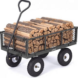 Garvee Versatile Outdoor Utility Cart - 800LBS Heavy-Duty, 10" All-Terrain Pneumatic Tires, Easy Maneuverable Lawn Cart with Removable Mesh Panels for Gardening & Landscaping, Grey - Grey
