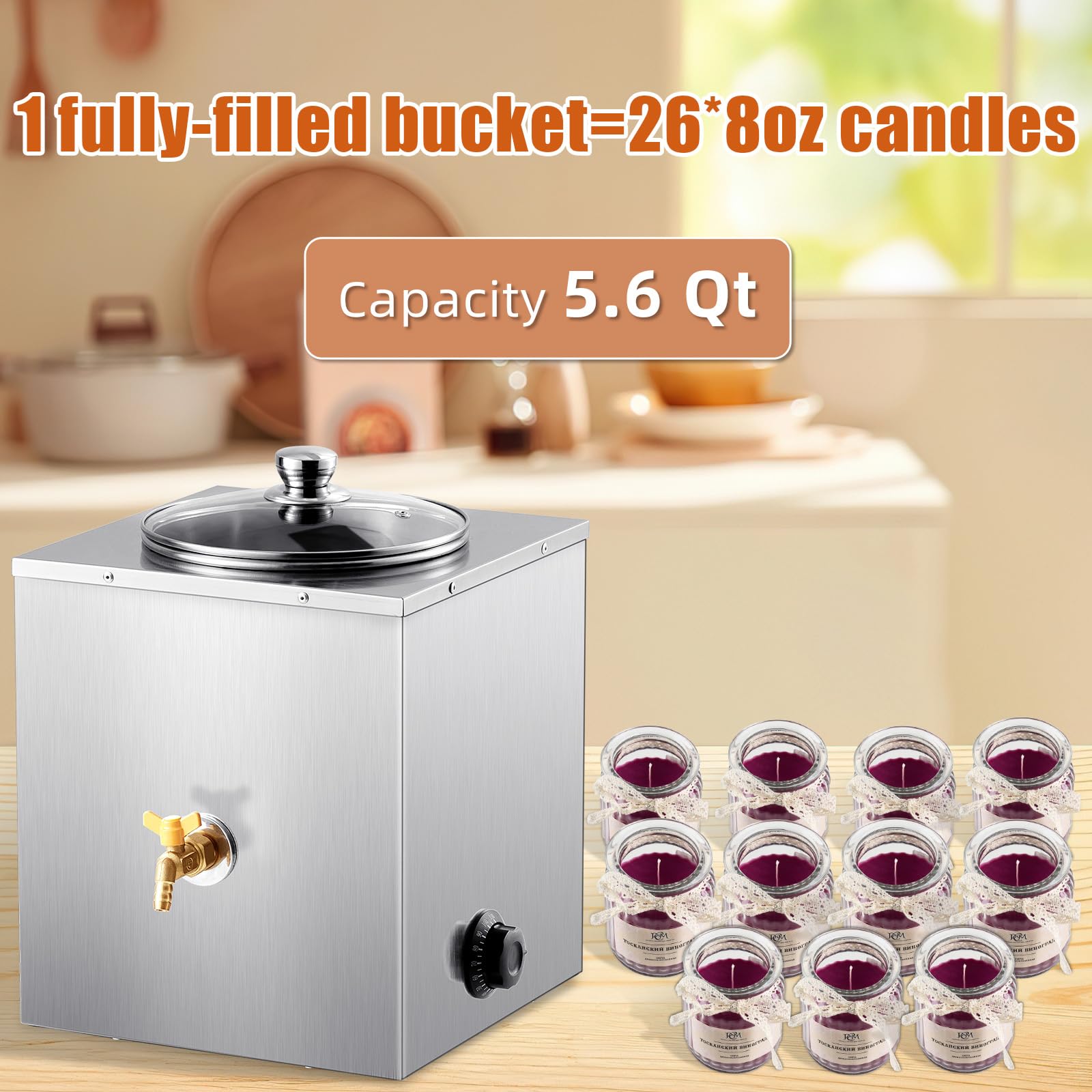 5.5 Qt Electric Wax Melter with Temp Control for Candle Making - GARVEE