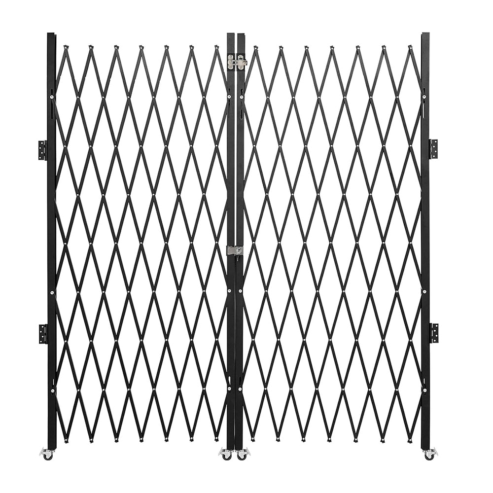 Garvee Double Folding Security Gate Heavy-Duty Steel Lockable Scissor Gate 87"H x 152"W Black Outdoor Use