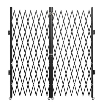 Garvee Double Folding Security Gate Heavy-Duty Steel Lockable Scissor Gate 87"H x 152"W Black Outdoor Use