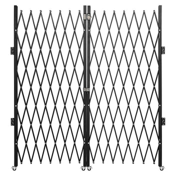 Garvee Double Folding Security Gate Heavy-Duty Steel Lockable Scissor Gate for Outdoor Use 63"H x 122"W Black