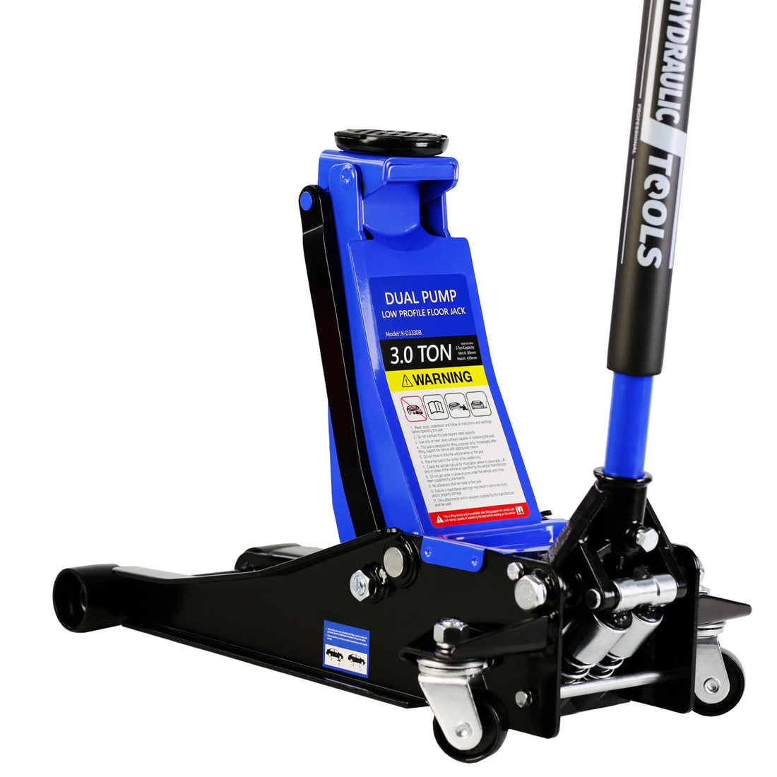 3 Ton Low Profile Floor Jack Capacity 6600 lbs with Dual Piston,Steady Steel Quick Lift Pump 3.3-18.5 Inch Lifting Range Height,Black+Blue