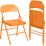 Garvee Folding Chairs 2 Pack, Foldable Chairs with Metal Frame Hold Up to 350 Pounds, Portable Orange Folding Chairs Suitable for Dining Room, Living Room, Office, Indoor and Outdoor Events - Orange