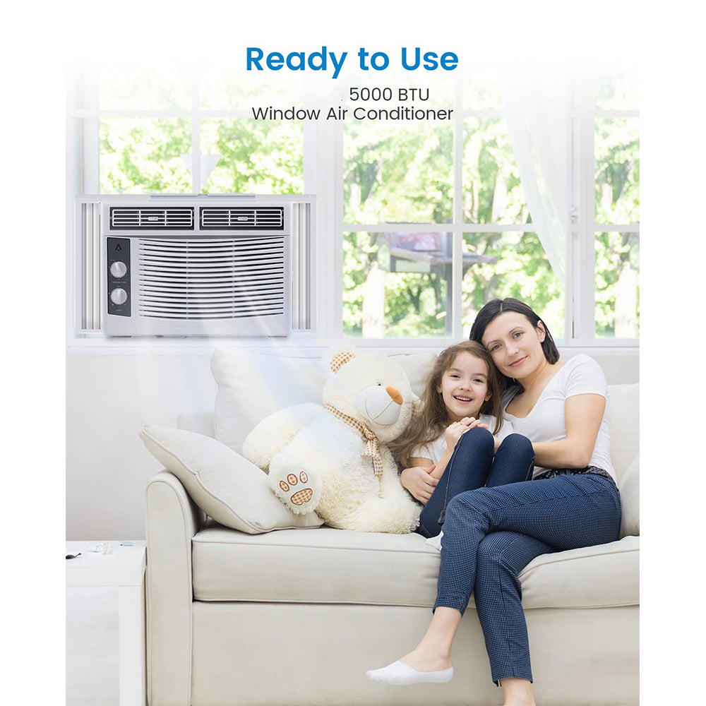 Garvee Window Air Conditioner With Reusable Filter & Controls, 5000 BTU 115V~, Suitable for 150 Sq.Ft