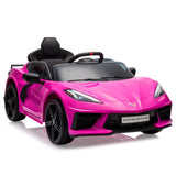 Garvee Ride - P Series: 12V Kids Ride on Car Licensed Corvette Battery Powered Car Toddles Electric Sports Car Toy with Remote Control, Visual Dashboard, LED Lights, Music, Gifts for Boys Girls, Rose Red - RoseRed
