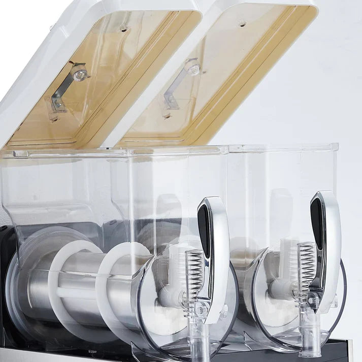 Garvee Commercial Slushy Machine 24L Double Tank , 700 Watts Rapid Refrigeration & Blending , Stainless Steel & PC , Easy Maintenance & Considerate Features , Restaurants Cafes Bars