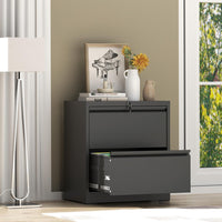 Garvee 2 Drawer File Cabinet with Lock, Metal Lateral File Cabinets for Home Office, Steel Wide Filing Organization Storage Cabinets for Hanging Files Letter/Legal/F4/A4 Size, Black
