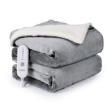 Garvee Electric Blanket Twin Size 62" x 84", Soft Thickened Flannel to Sherpa Heated Blanket with 5 Heating Levels & 4 Hours Auto Off, ETL Certified Fast Heating Electric Blanket Twin, Grey - Grey