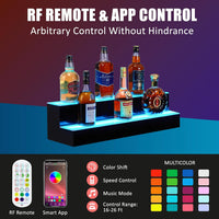 Garvee Led Lighted Liquor Bottle Shelf, 2 Tiers 40 Inches Led Bar Display Shelf With Remote & App Control, 16 Colors, 4 Modes, 1-8 H Timing, Bar Lights for Liquor Shelves