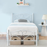 Garvee Twin Metal Bed Frame for Girls & Boys White Platform Bed Frame with Headboard and Footboard Simple and Atmospheric Mattress Foundation Strong Metal Slats Support, No Box Spring Needed Noise Free - 