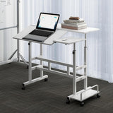 Garvee Portable Standing Desk Adjustable Height 26.4"-61", Mobile Computer Desk with Wheels, Tiltable Top & CPU Stand, Rolling Laptop Table Cart for Home Office, White - White