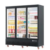 Garvee 56.5 Cu.Ft. Commercial Display Refrigerator, 3 Glass Doors, Adjustable Shelves, Fan Cooling, Black Exterior, White Interior for Restaurant & Grocery Stores