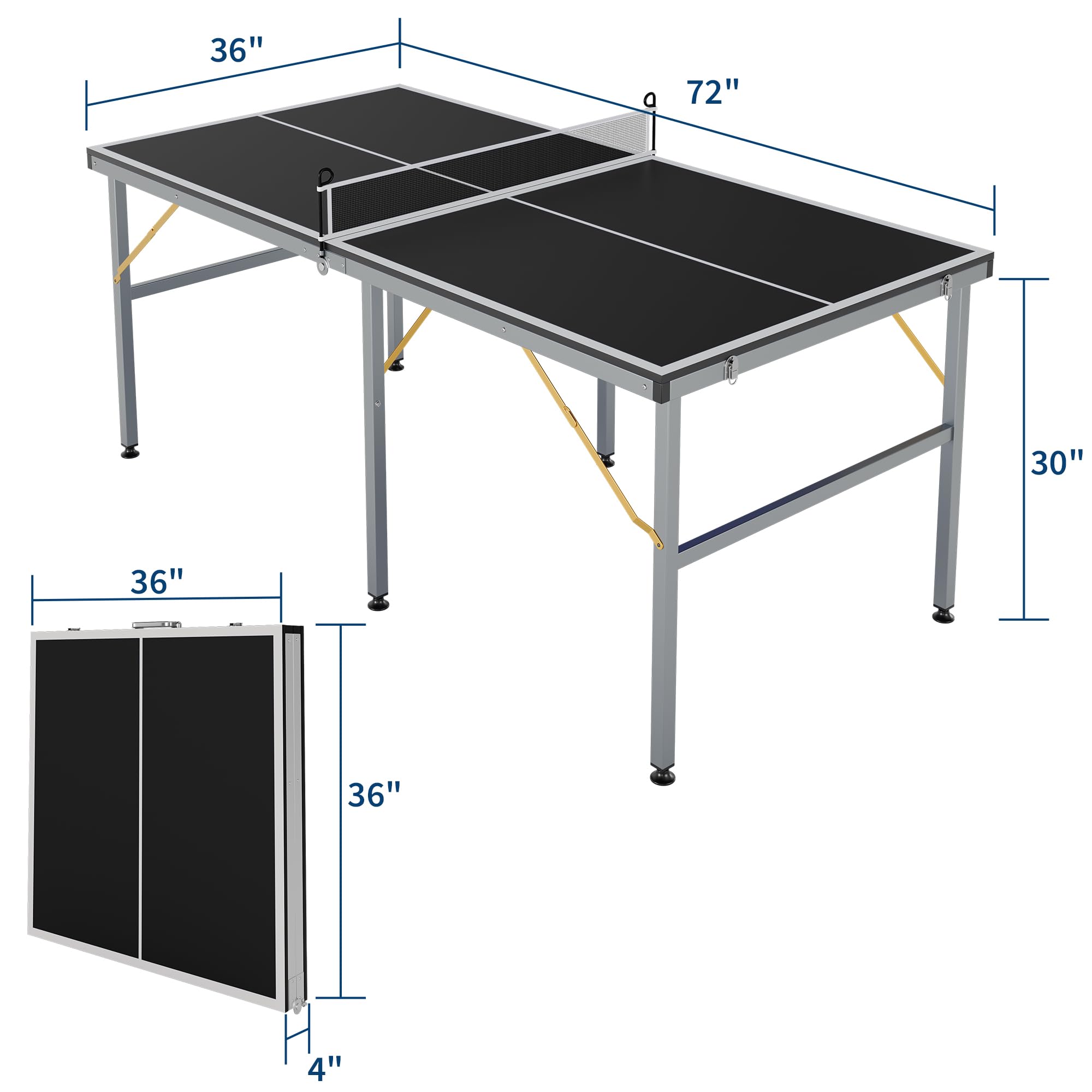Garvee Portable Ping Pong Table 6x3 ft Professional Indoor/Outdoor Tab