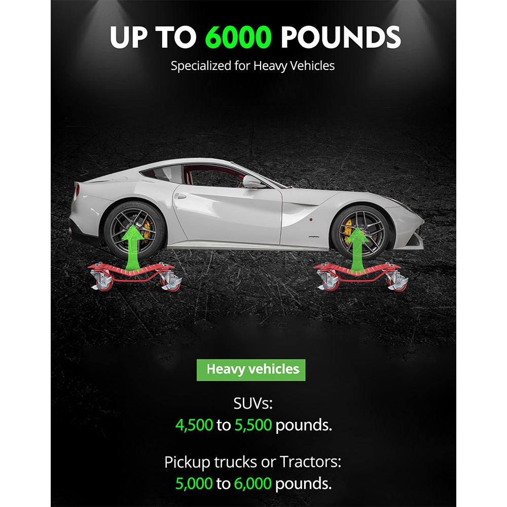 Garvee Wheel Cart, Heavy Duty Car Tire Car Moving Car with Skid Plate and 360 Degree Swivel Wheels,6000 lbs Car Moving Cart 4Pcs