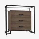 Garvee 3 Drawer Chest Wood Dresser with Steel Frame & Tempered Glass Top, Large Storage, Modern Design, Easy Assembly, for Bedroom