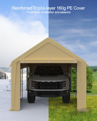 Carport 13x20ft Heavy Duty Steel Canopy Height Adjustable - GARVEE