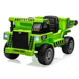 Garvee Ride - P Series: 4WD Ride On Car with Dump Truck, Electric Car for Kids with Remote Control, Toddler Car with Electric Dump Bed & Shovel, 2 Speeds, - Green
