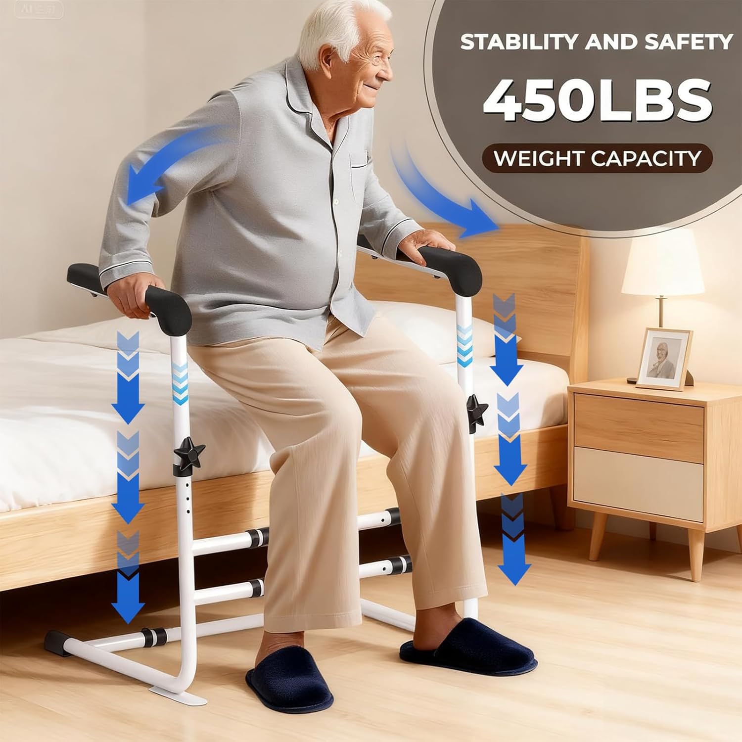 Garvee Stand-Up Assist Aid for Elderly, Support Up to 450Lbs, Adjustable Chair Couch Stand Assist for Home Hospital, Bed Toilet Chair Lift Assist for Seniors, Patients and Disabled, White