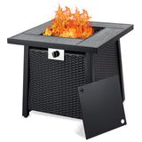 Garvee 28 Inch Propane Fire Pit Table, 50000BTU Rectangle Fire Table with Cover, Sturdy Steel and Iron Fence Surface, CSA Safety Certified, Companion for Your Garden - Black-style 3